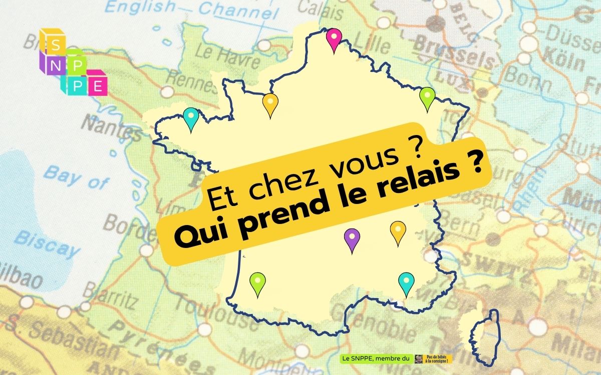 Carte de France aux couleurs du SNPPE – appel aux relais locaux pour la mobilisation du 8 octobre 2026.